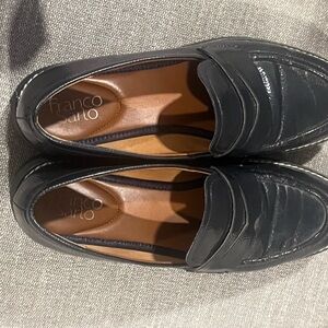 Franco Sarto Glossy Black Women’s Slip-On Loafers